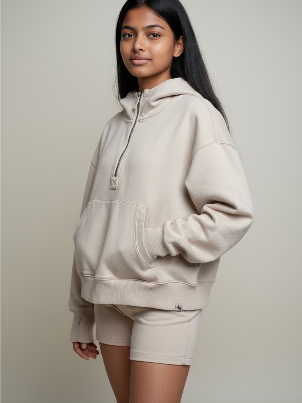 JoyLab Cream Half-Zip Hoodie Sweatshirt